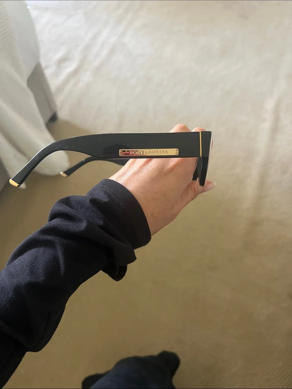 Dolce & Gabbana Black Rectangular Optical Glasses with Gold
